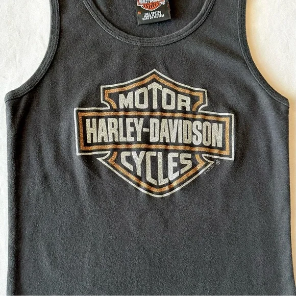 Harley Davidson Womens Tank Top Y2K Weiblers Davenport Iowa Glitter Logo Size M - Picture 9 of 16